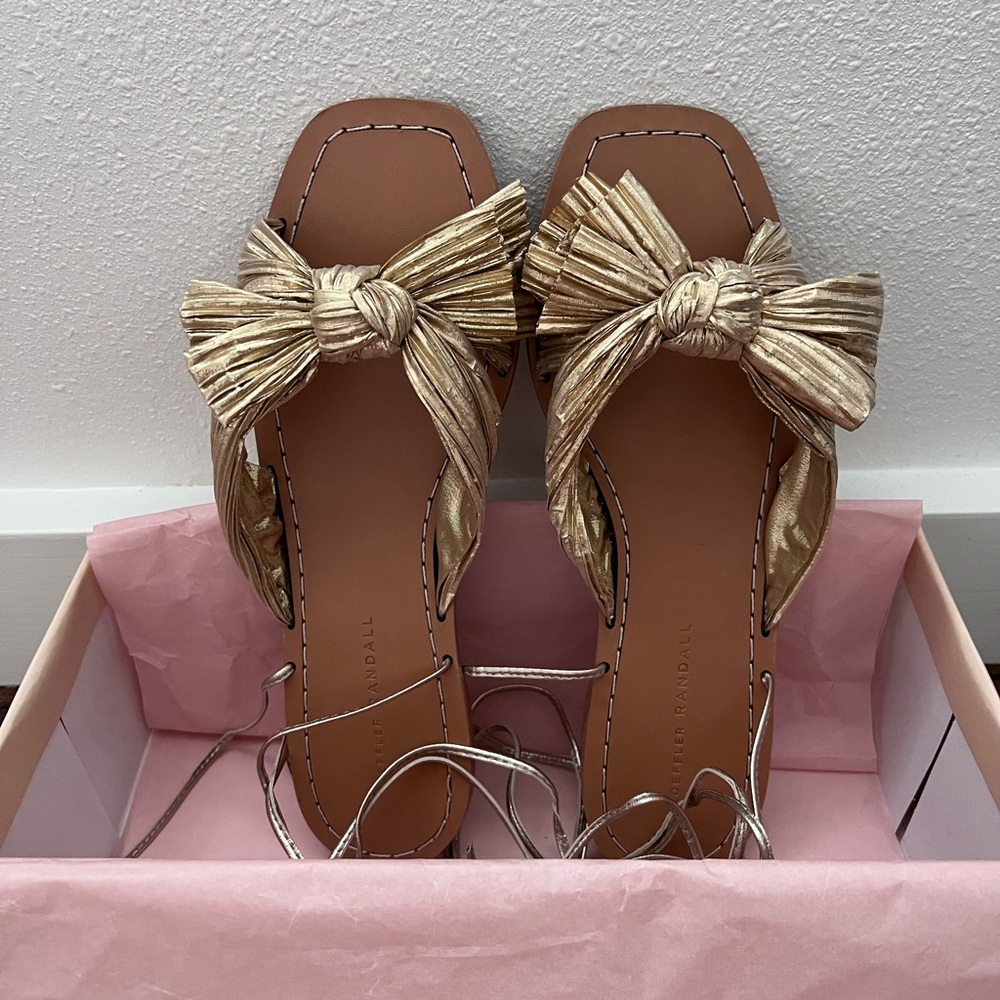 Loeffler Randall Peony Platinum Sandals, size 9
